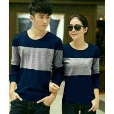 UC Kaos Couple Pria Wanita lengan Panjang / Kaos Polos / T Shirt Wanita Spandek / Bagus Sepasang (otw neto) NR - Navy Abu D3C