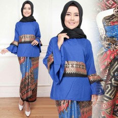 Toko Atasan Wanita Kebaya Modern Muslim Vino / Kutu Baru / Setelan Kutubaru / Stelan Terusan 2 in 1 (Notivi) 7T - Biru