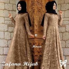 Baju Wanita Shop Dress Gamis Muslim 2 In 1 Melina / Gamis Fashion Maxi / Syari Brukat Simple Elegant / Terusan Baju Gamis Muslimah Wanita (Fanaza) SS - Mocca