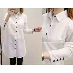 Baju Wanita Shop Kemeja Tunik Polos Aqilla / Kemeja Wanita Lengan Panjang Aqua / Long hem Wanita SS- Putih