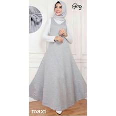 UC Dress Muslim 2 In 1 Rosi / Gamis Remaja Fashion Maxi / Syari Simple Elegant / Baju Muslim Wanita (Sitaro) SS - Abu D2C