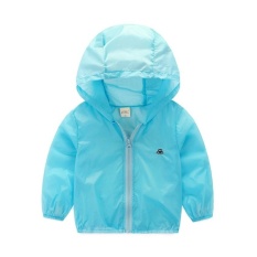 UJS Childrens Lengan Panjang Selendang Perlindungan Matahari Girls Sun Protectionclothing Pada Anak Kecil Tipis Kulit Pakaian Cardigan Jaket (skyblue Warna) -Intl