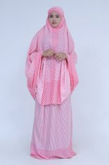 Ukhuwah Mukena Katun Bali Motif Polkadot-Merah Muda Cantik