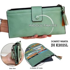 Ultimate Dompet Wanita JH-K2025L - Green / Dompet Cewek / Cewe Kartu ATM Panjang Lipat Kulit Import Murah Lucu