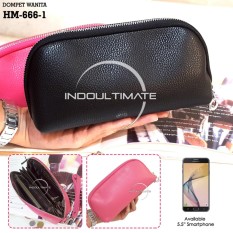 Ultimate Dompet Wanita HM-666-1 - Black / Dompet Cewek / Cewe Kartu ATM HP Panjang Kulit Import Murah Lucu
