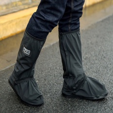 Ultimate Outdoor Rain Boots Silinder Panjang Sepatu Hujan Cover Waterproof Pria dan Wanita Hari Hujan Hujan Gear Salju Outdoor Pelindung Reusable Penebalan dan Tahan Aus Tinggi Boot Sepatu Cover (hitam) -Intl