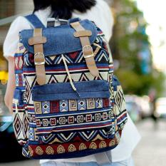 Ultimate Tas Backpack Unisex Pria Wanita / Punggung / Tas Sekolah Anak / Ransel Sekolah Kuliah Fancy Etnic / Korea Bag Import Branded Murah Terbaru JS-017 - Denim Blue