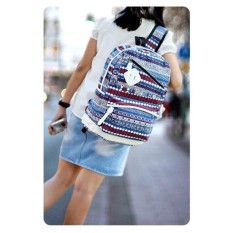 Ultimate Tas Ransel Wanita Tahan Beban Kanvas / Backpack Laptop / Ransel Sekolah Kuliah Fancy Etnic Korea Import Murah Terbaru JS-802 Wanita Batik - White
