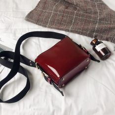 Ulzzang Korea Fashion Style Tas Cat Baru Selempang Miring Tas Kecil Tas Wanita (Arak Anggur Warna)