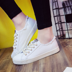 Ulzzang Korea Fashion Style Perempuan Semi Dan Kasual Sepatu Kain Sepatu Kets Putih (Putih Untuk Mengirim Kaos Kaki Model Perahu)