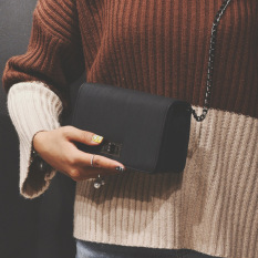 Tas Selempang Persegi Kecil Wanita Rantai Versi Korea (Hitam) (Hitam)
