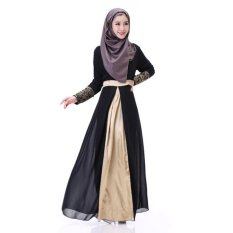 Paman Sam 2016 Desain Baru Musim Panas Malaysia Muslimah Memakai Chiffon Womendress (Hitam)-Intl