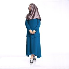 Paman Sam Desain Musim Panas Malaysia Muslimah Memakai Chiffon Muslimah Dress (Navy Blue)-Intl