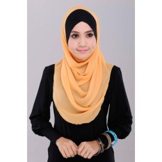 Paman Sam Tudung Instan Rana Suriah Chiffon Crepe Eksklusif Oren Dua-Intl