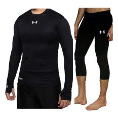 Under Armour Base Layer Set Baju Panjang Celana 3/4 Manset Baselayer