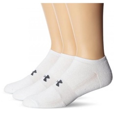 Di Bawah Armour Pria HeatGear Solo Tidak-Menunjukkan Kaus Kaki (3 Pasang), Putih, Besar-Internasional