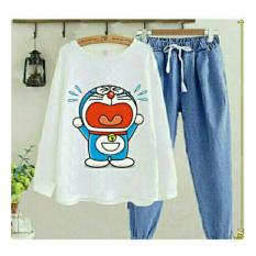 Baju Wanita Shop Baju Kodok Wanita Dewasa Setelan Dora Cry/ Baju Setelan Wanita / Baju Setel Jamsuit Celana Kodok Kartun Doraemon / Baju Stelan Modern NR - A0010