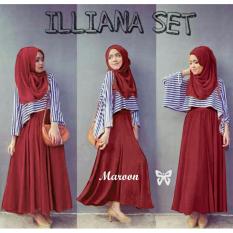 Toko Atasan Wanita (3 In 1) GAMIS lIlliana / Hijab Muslim / Muslim Syari Hijab Illi / Busana Muslimah Lebaran / Kebaya Modern Kebaya Kutu baru Modern (ianail) SS - Maroon