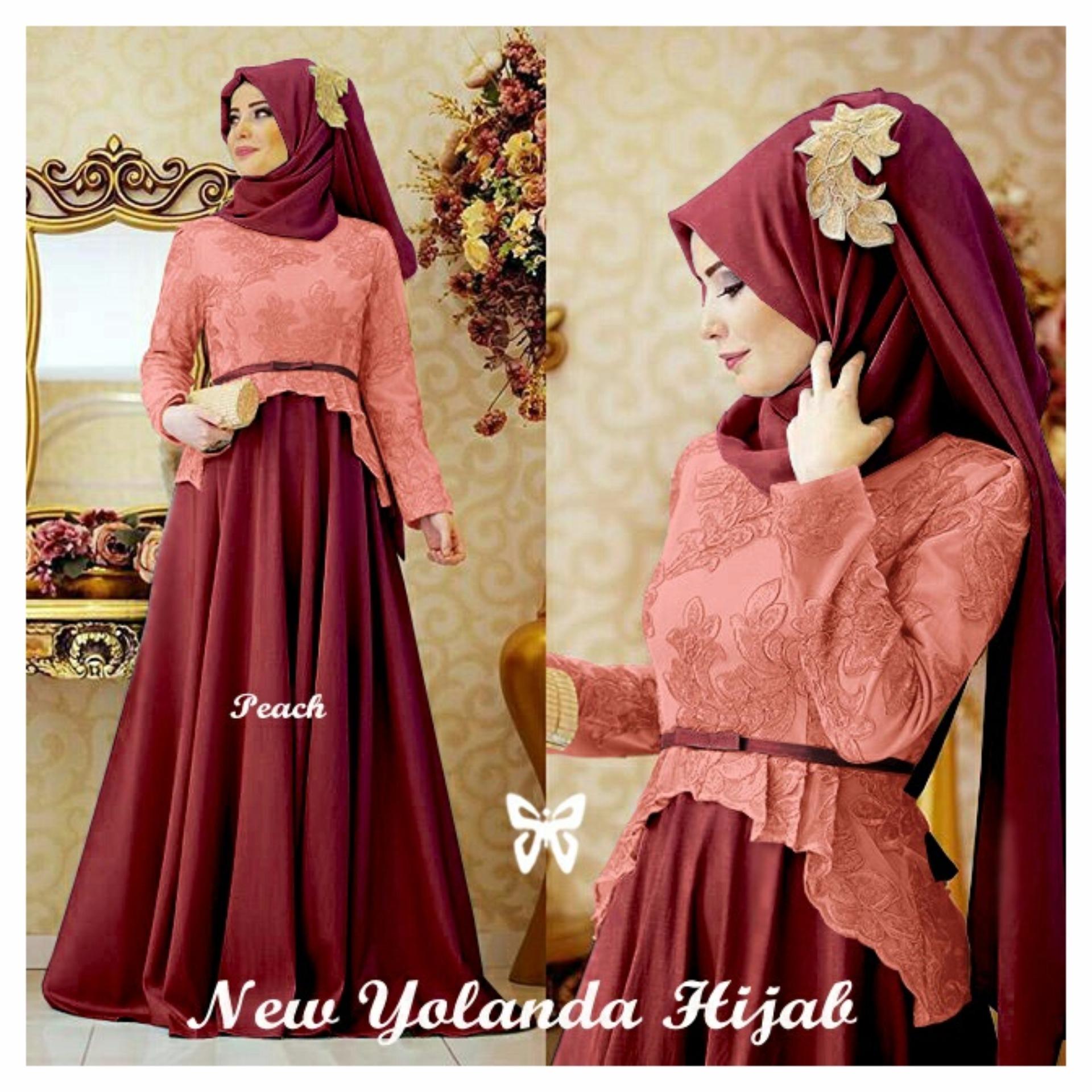 UC [Best Seller] Dress Gamis Muslim Amirah / Hijab Muslim / Muslim Syari Syar'i Hijab  / Busana Muslimahah Wanita / Kebaya Modern (landayo) SS - Peach Maroon / Gaun Pesta