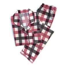 Unik Piyama Mewah Maroon Kotak Katun Cotton Baju Tidur Wanita Cewek PK3 Berkualitas