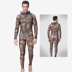 Unik Fantastis Hooded Rash Guard Swimwear Diving Suit UPF50 + Spearfishing Wetsuit untuk Underwater Hunting Surf Wetsuits Surfing Swimsuit Kamuflase Pria-Intl