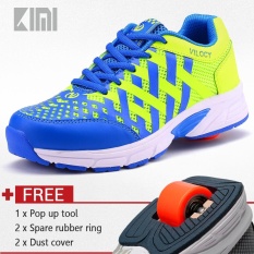 Unisex Kids Roller Skates Sepatu Girls Boys Tunggal Yang Dapat Dilepas Roda Safety Trainer Sneakers Remaja Roda Sepatu Breathe Mesh Atas Lace -up Versi (MESH BIRU)