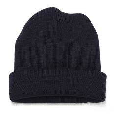 Unisex Rajutan Topi Beanie Polos Topi Hiphop Kupluk Kepala Topi Musim Dinin Crochet Warna Solid-Intl-Intl