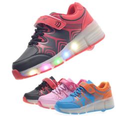 Unisex LED Light Heelys Single Roda Roller Skate Sneakers Sepatu (Hitam)-Intl