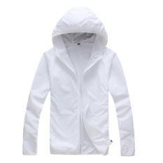 Unisex Outdoor Pakaian Pelindung Sinar Matahari Tabir Surya Kulit Windbreakeruv Tahan Jaket Lengan Panjang Wanita Pria 25-C2 (Putih) -Intl