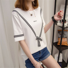 Xianyuansu Kaos Oblong Wanita Warna Oranye/Warna Putih/Warna Hitam Longgar Versi Korea (806 (putih))