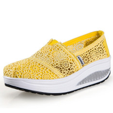 UShoes U100516 Perempuan Fahion Baji Dia Kets Sepatu Olahraga Sepatu Platform Wanita Baji 2015 (Kuning)