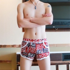 UWJ1033DK Baru Cotton Boxers Underwear Pendek Pria Fashion Letter Printing Underwear untuk Pria U Seksi Ketat Convex Pria Boxer Underwear M-2XL-Intl