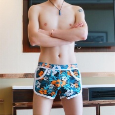 UWJ1033DK Baru Cotton Boxers Underwear Pendek Pria Fashion Letter Printing Underwear untuk Pria U Seksi Ketat Convex Pria Boxer Underwear M-2XL-Intl