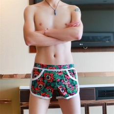 UWJ1033DK Baru Cotton Boxers Underwear Pendek Pria Fashion Letter Printing Underwear untuk Pria U Seksi Ketat Convex Pria Boxer Underwear M-2XL-Intl