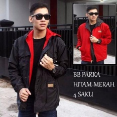 Valco Jaket Parka Bolak Balik Pria - Hitam - Merah