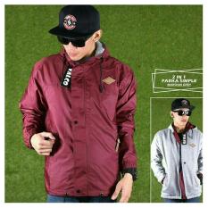 Valco Jaket Pria Parka Bolak Balik Simple Pria All Size - Maroon - Abu