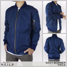 Valencia Jaket Bomber Pria Parasut Biru Dongker