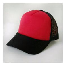 Valencia Topi Polos trandy Jaring Hitam Merah Model tekuk