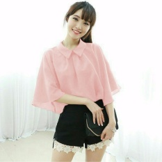 Vanessa Blouse igig Dusty pink Blouse Lengan terompet ruffle/ Blouse Kotak Polos Cewek / Hem Kemeja Baju Wanita Fashion Bangkok / Blus Korean Style / Blouse Wanita Modern