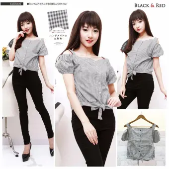 Vanessa Sabrina Vanessa Kode  Hitam Blouse Sabrina Baju Wanita Blouse Korea