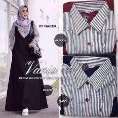 TJK Fashion Shop Vania Dress (Tidak Dapat Hijab) Baju Gamis Maxi Dress Muslim Wanita Syari / Dress Muslim / Gamis Wanita / Gamis Casual / Baju Muslim / Hijab Muslim / Fashion Muslim / Syar'i Muslim / Dress Maxi / Gamis Modern