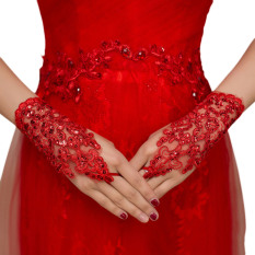 Vanker 1 Pair Ladies Lace Gloves Party Costume Wedding Bridal Prom
Women Bride Mittens (Red)