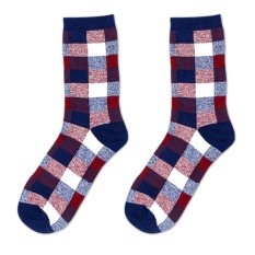 Vanker-keren Kaus Kaki Musim Gugur Kasual Katun Checker Kotak Kotak Penuh Warna Klasik Tahan Lama (Merah) -Intl