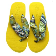 Vanker Fashion Musim Panas Wanita Gadis Bohemian Beach Rendah Heels Platform Flip Flops Sandal (Kuning)