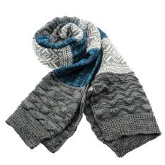 Musim Dingin Unisex Vanker Spring Benang Wol Twist Lembut Hangat Merajut Panjang Syal Bungkus Selendang (Cyan)