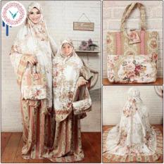VantaOlshop Couple Set Mukena Katun Adem Mom n Kid Samantha - Peach