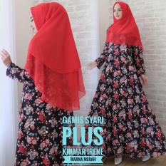 VantaOlshop Gamis Maxi Dress Katun Irene Plus Khimar Warna Merah