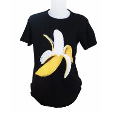 Vanwin - Kaos Cewek / Tumblr Tee / T-Shirt Wanita Banana Pisang Kupas - Hitam