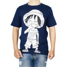 Vanwin - Kaos T-Shirt Distro / kaos Pria / Tshirt Pria / Distro Pria / Baju Pria Premium Anime Luffy Ngupil - Biru Navy