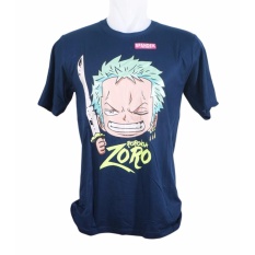 Vanwin - Kaos T-Shirt Distro Premium Anime One Piece Zorro Smile - Biru Navy